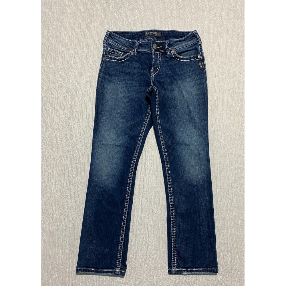 Silver Jeans Suki Capri Womens Size 26 Blue Denim Stretch Dark Wash L4016SJB376